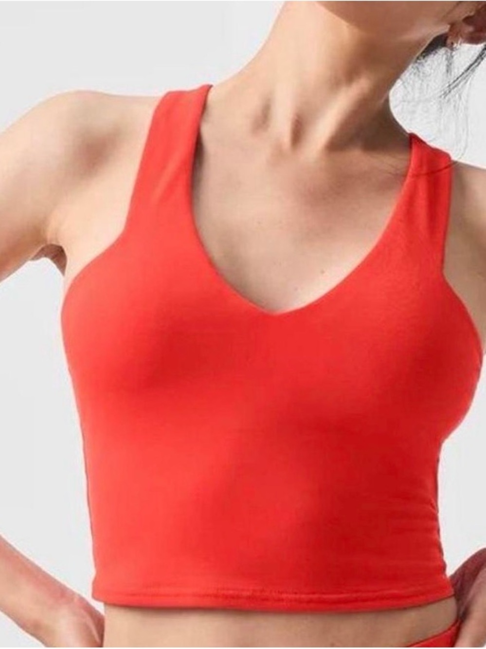 ALO Yoga Bright Orange Scoop Sports Bra size S w/o push up pads